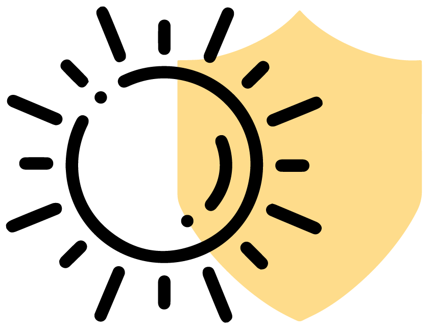Afternoon daytime icon with a yellow shield